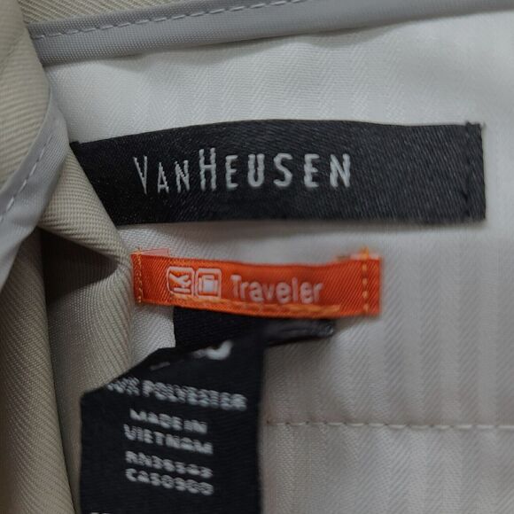 Van Heusen Mens Traveler Pants Beige Size 40 100% Polyester Zip Button Closure - Picture 6 of 12